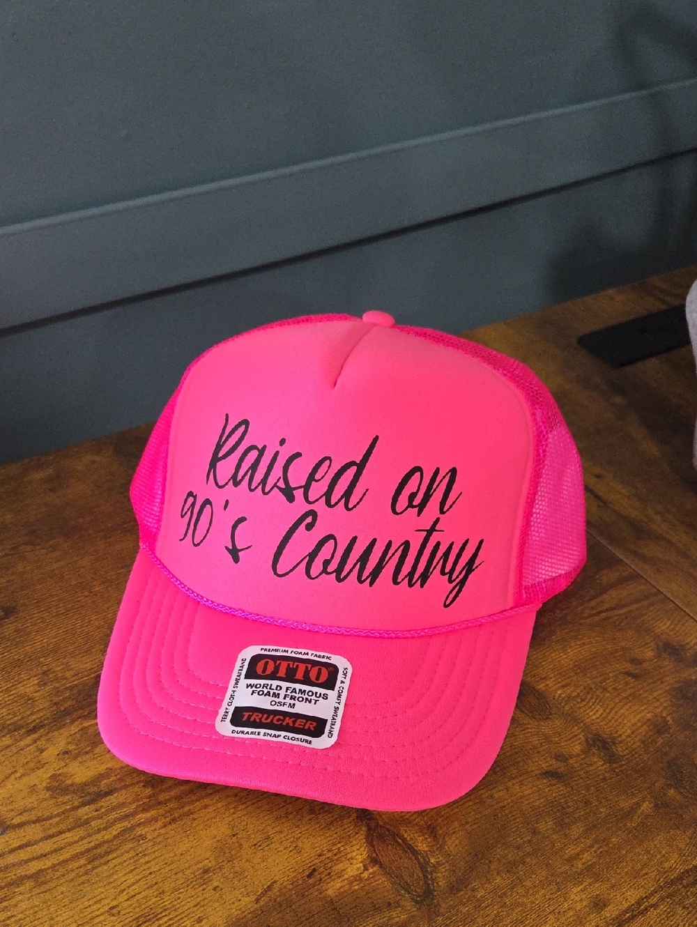 OTTO Neon Pink 'Raised on 90's Country' Trucker Hat